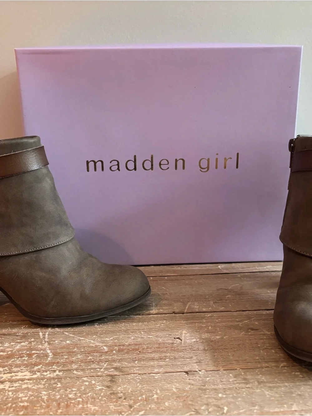 Madden Girl Brown Layered Ankle Booties with Block Heel